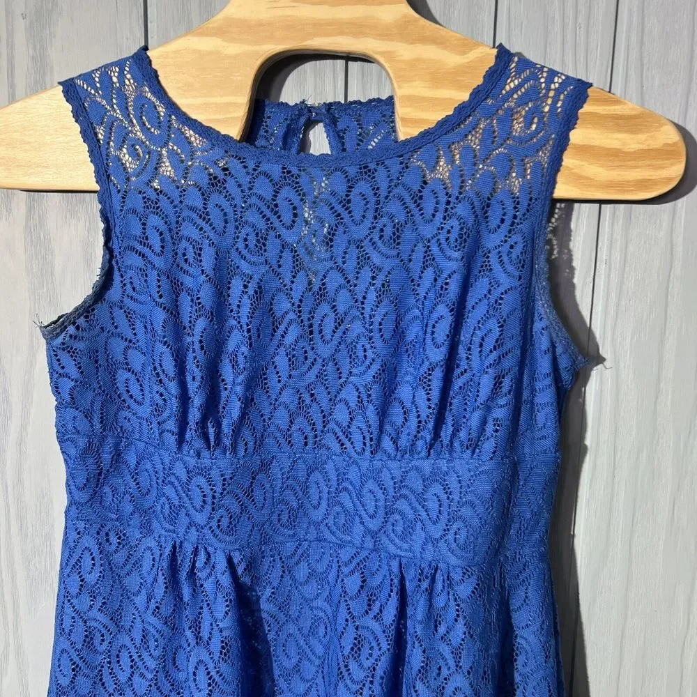 Dress Barn Lace Overlay Blue Dress Knee Length Sleeveless‎ Womens Size 14